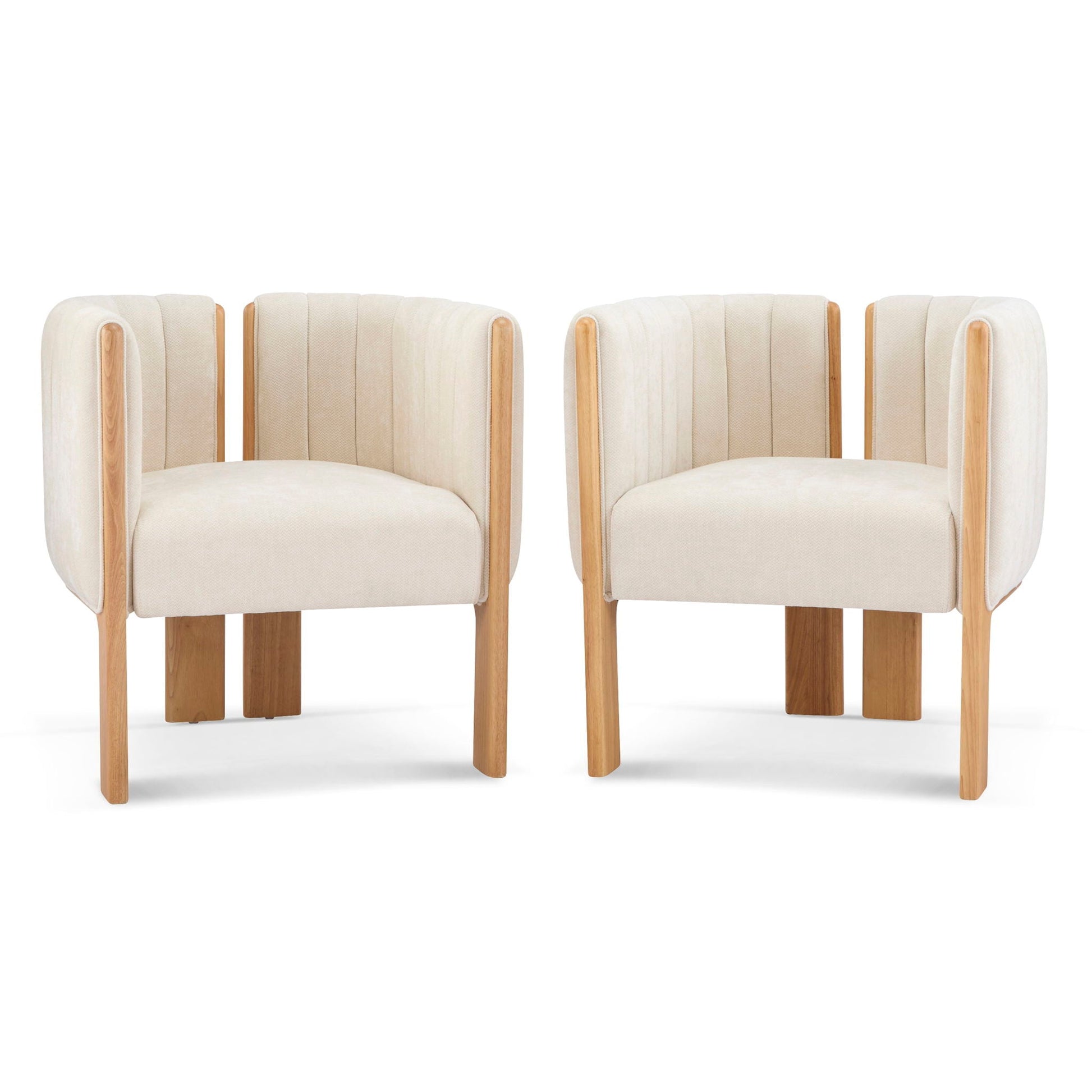 Comfort Stylish Seating Dining Chair Set beige fabric with wood legs HouseOfZazla 4pcs on Tampa Home & Garden Store