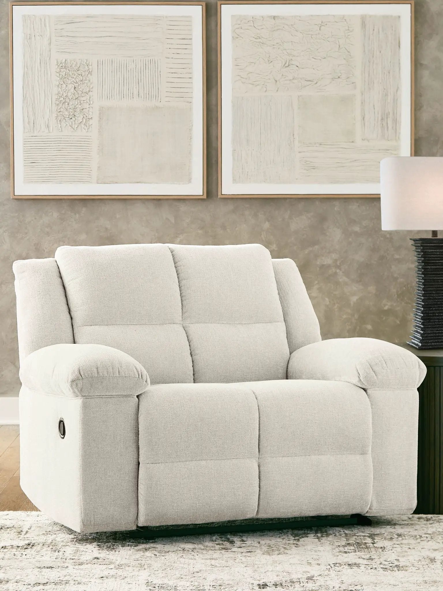 Orlen Zero Wall Wide Seat Recliner Winter by Unique Piece Furniture in beige fabric on Tampa Home & Garden Store