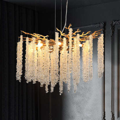 24-inch Modern Golden Pendant Light with Cascading Crystal Strands chandelier HouseOfZazla on Tampa Home & Garden Store
