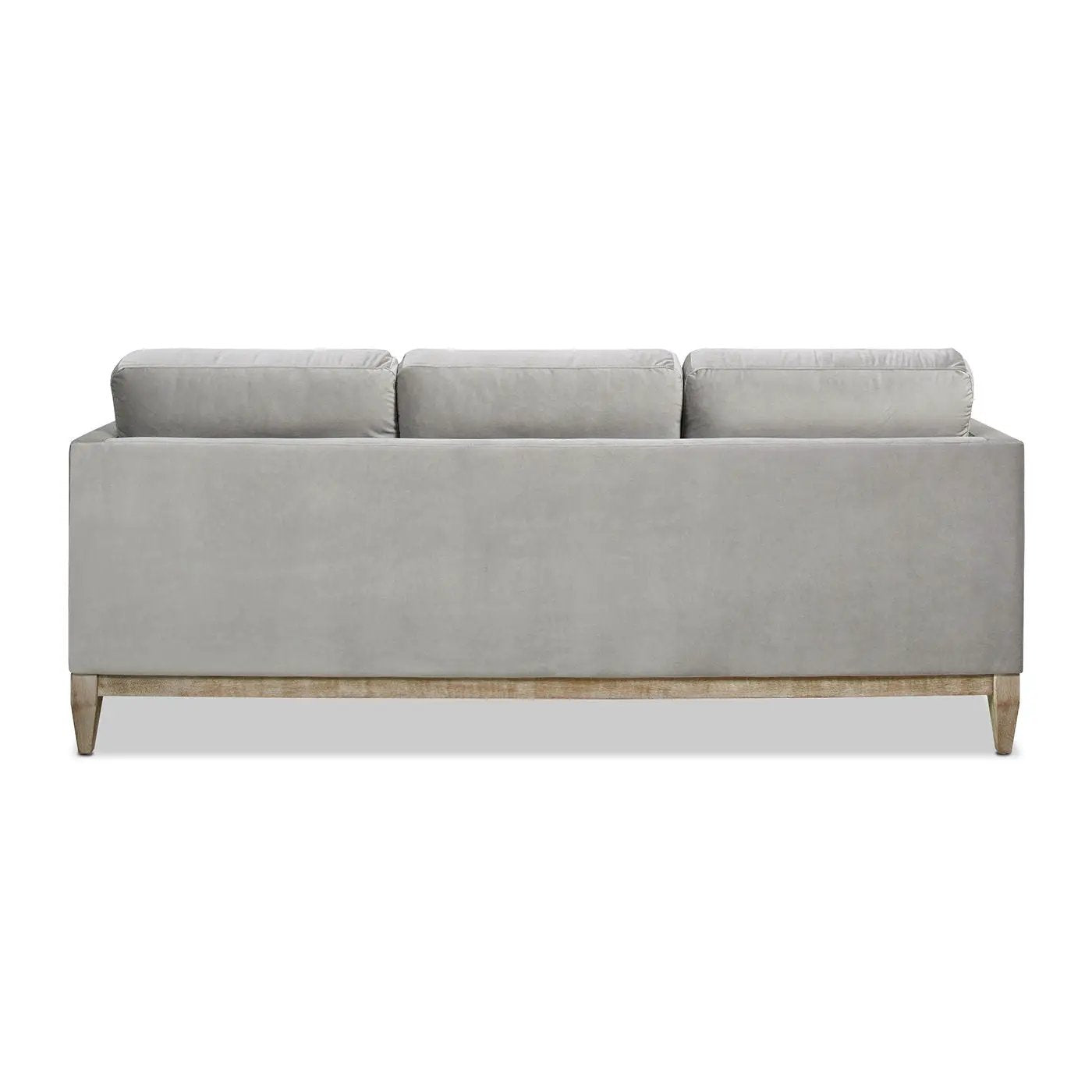 Knox Modern Farmhouse Sofa, stationary light gray fabric with wood legs on Tampa Home & Garden Store