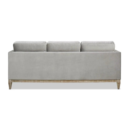 Knox Modern Farmhouse Sofa, stationary light gray fabric with wood legs on Tampa Home & Garden Store