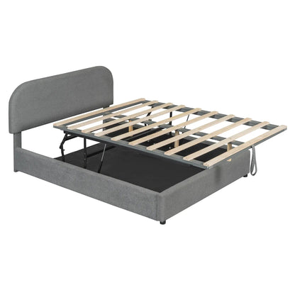 Upholstered Platform Bed With Hydraulic Storage