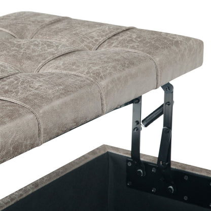 Harrison Tufted Lift Top Storage Ottoman, gray fabric, metal frame on Tampa Home & Garden Store