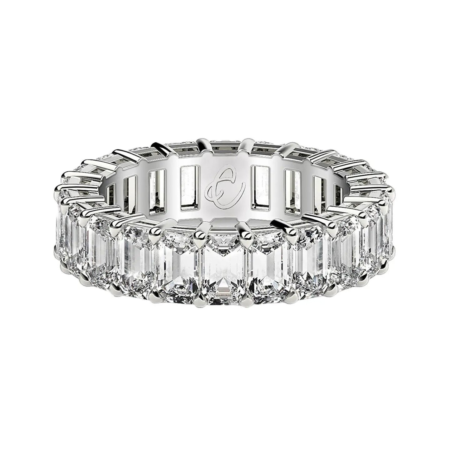 Emerald cut lab grown diamond eternity ring in 14k white gold, 3 cttw FG/VS2 on Tampa Home & Garden Store