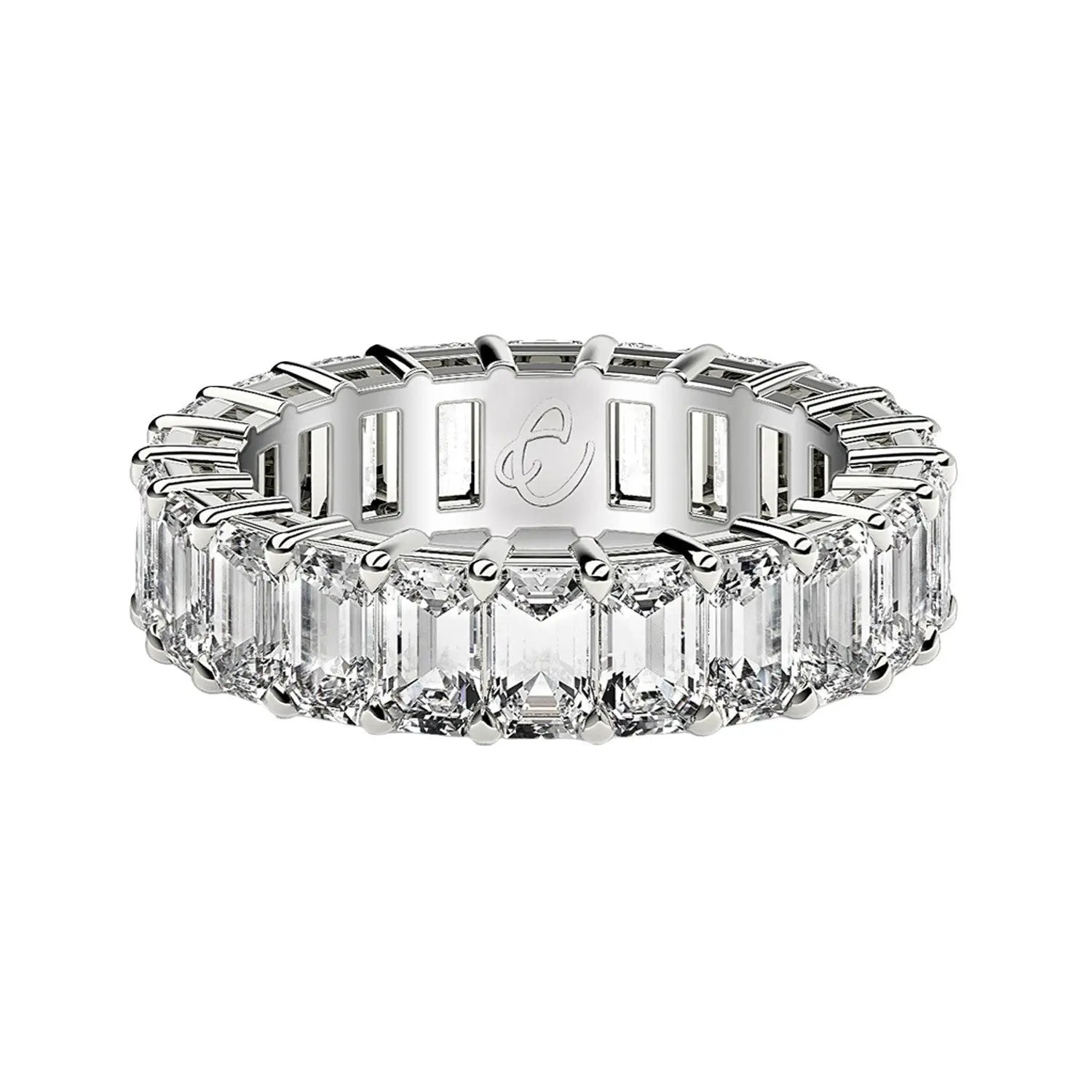 Emerald cut lab grown diamond eternity ring in 14k white gold, 3 cttw FG/VS2 on Tampa Home & Garden Store