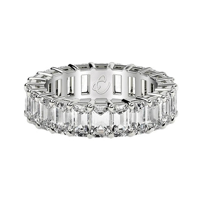 Emerald cut lab grown diamond eternity ring in 14k white gold, 3 cttw FG/VS2 on Tampa Home & Garden Store