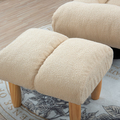 Adjustable reclining floor chair by HouseOfZazla in beige boucle with wooden legs on Tampa Home & Garden Store