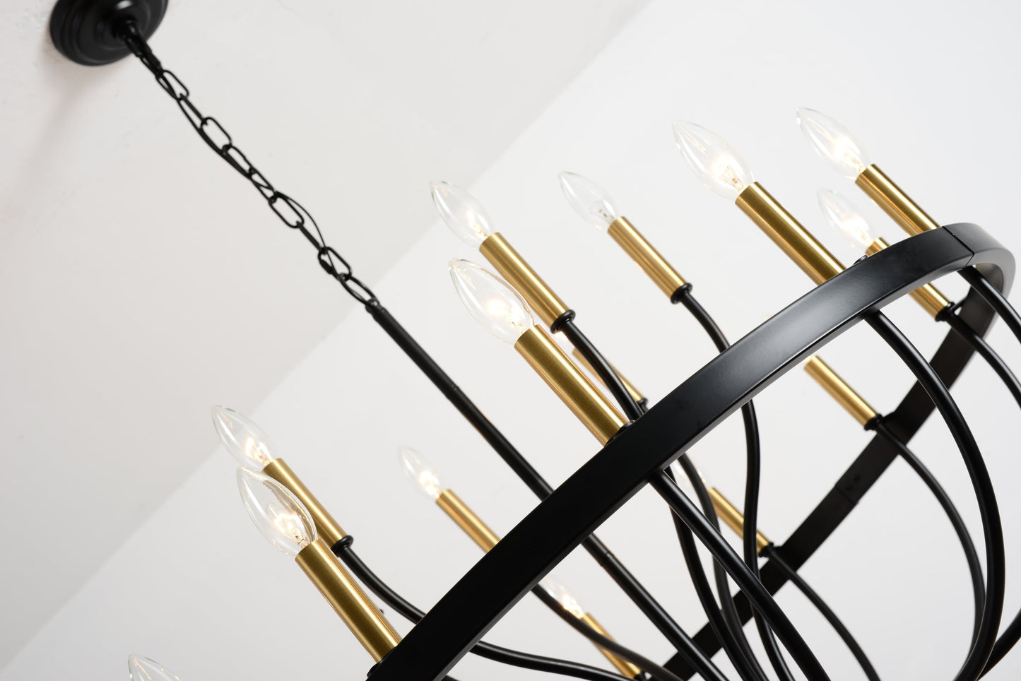 15-Light Industrial Iron Candle Chandelier black iron with brass sleeves HouseOfZazla on Tampa Home & Garden Store