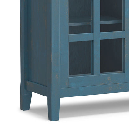 Acadian medium storage cabinet handcrafted blue wood with glass doors 2 shelves HouseOfZazla on Tampa Home & Garden Store