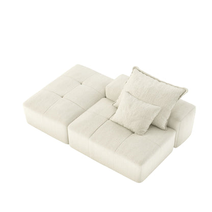Modern Oversized Modular Sectional Sofa beige tufted fabric cushions HouseOfZazla on Tampa Home & Garden Store