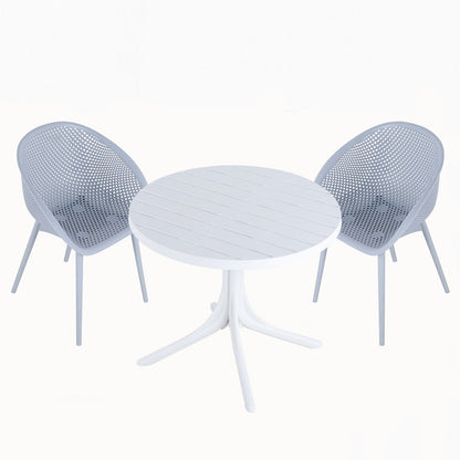 3-piece outdoor set: all-weather polypropylene gray lounge chairs with slat table on Tampa Home & Garden Store