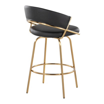Glam fixed height counter stool with swivel, black cushion and gold frame by HouseOfZazla on Tampa Home & Garden Store