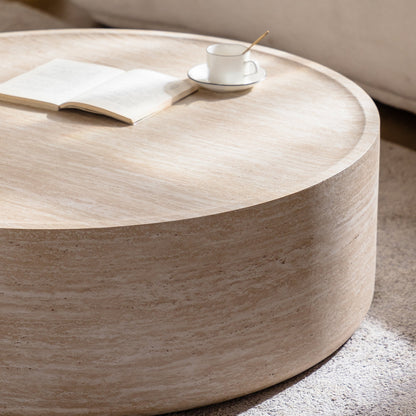 39.37in round coffee table with Mars pattern, light wood finish on Tampa Home & Garden Store