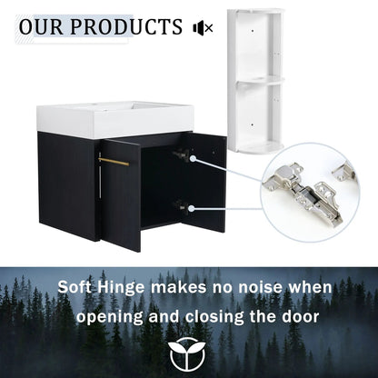 Modern Wall Mounted Vanity Resin Sink and Rack