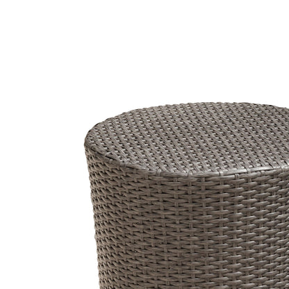 Keaton Barrel Side Table gray durable rattan weave HouseOfZazla on Tampa Home & Garden Store