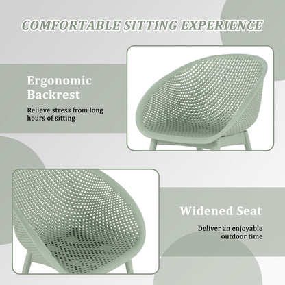 Modern Lounge Chair 3pc Outdoor Set by HouseOfZazla in sage green polypropylene lattice backrest on Tampa Home & Garden Store
