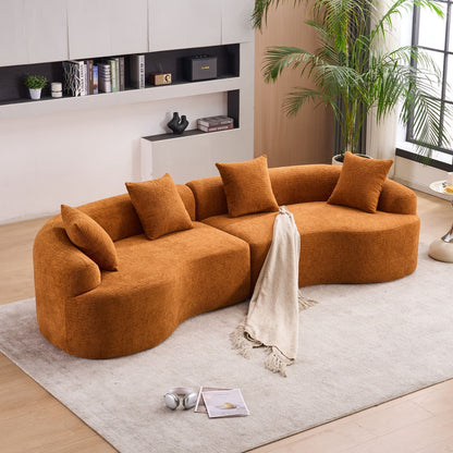 4 Seater burnt-orange textured fabric sofa with 4 cushions for living room on Tampa Home & Garden Store