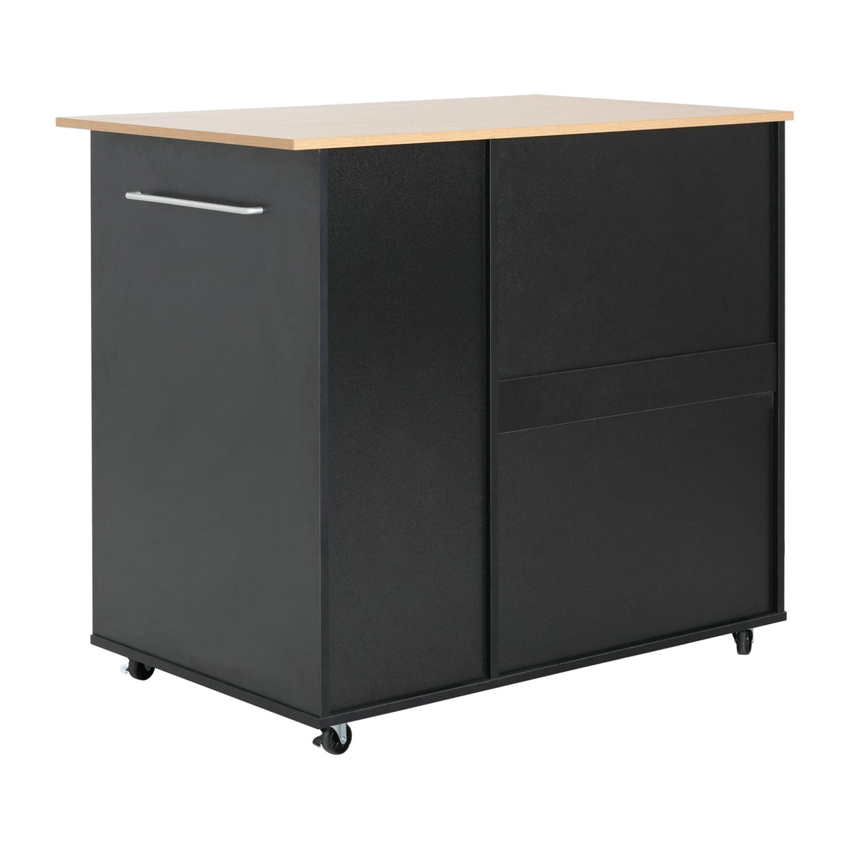 Mobile Kitchen Cart by HouseOfZazla black cart with storage wood top 2 doors 3 drawers on casters on Tampa Home & Garden Store