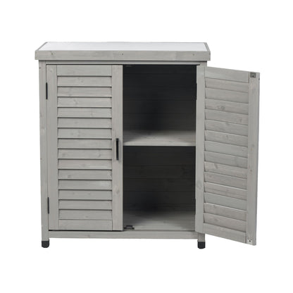 Outdoor Potting Bench With Metal Top and Cabinet