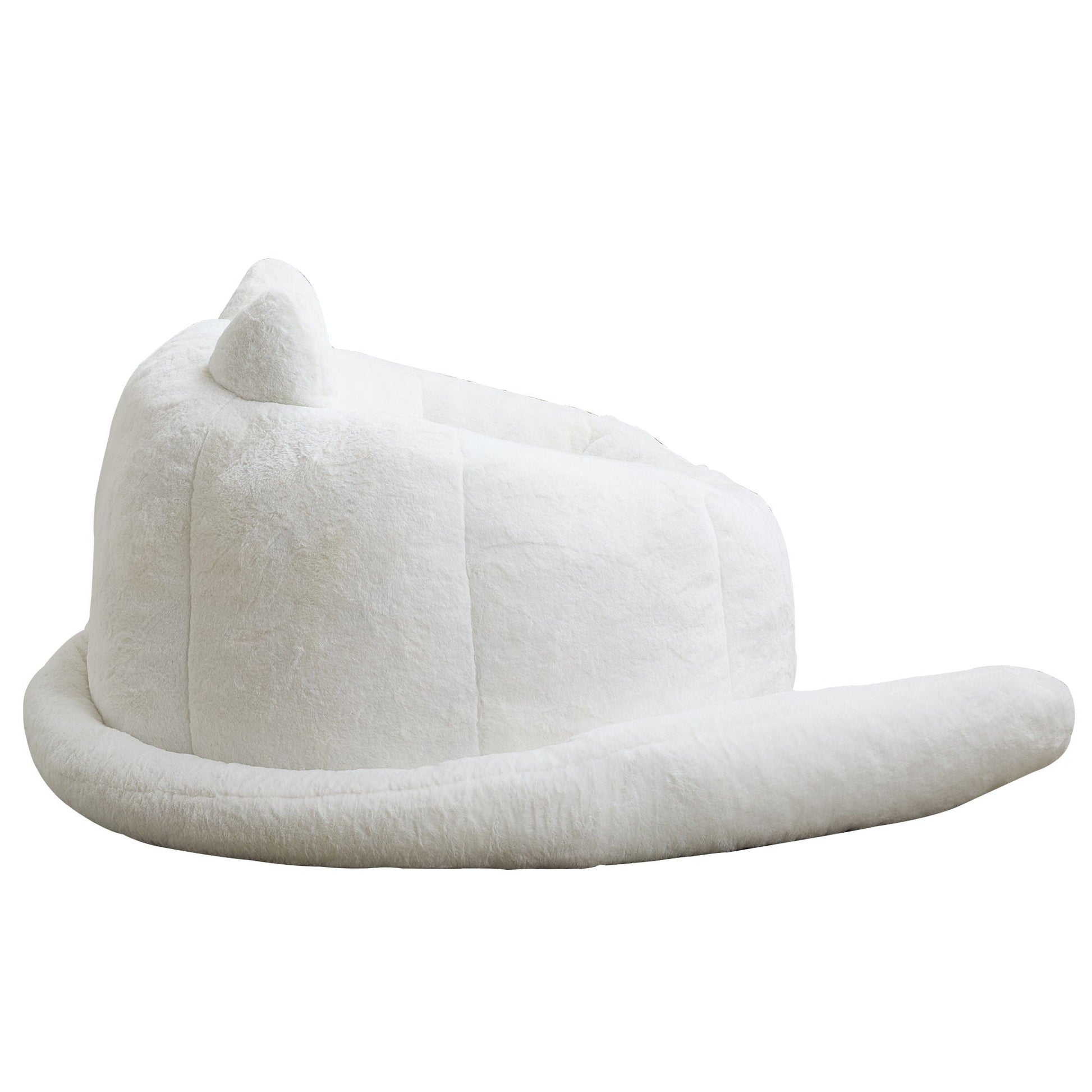Cat Shaped Bean Bag Sofa with Long Tail in white plush fabric by HouseOfZazla on Tampa Home & Garden Store
