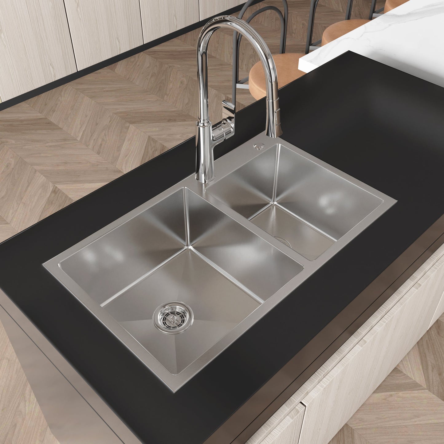 New Double Bowl Sink and a Brushed Nickel Finish