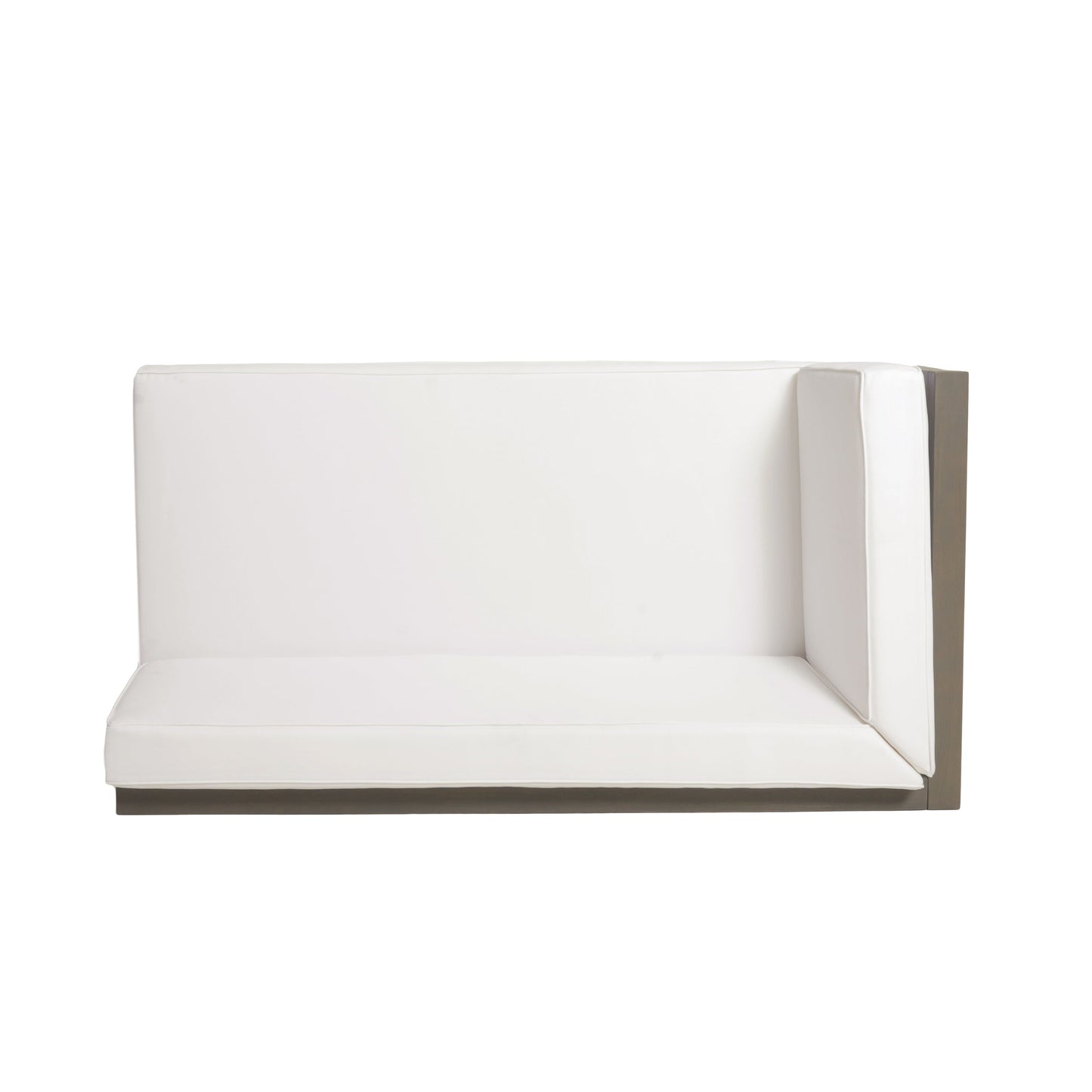 Brava X-Back 4-Piece White Outdoor Sofa Set by HouseOfZazla, white cushions and wood-tone frame on Tampa Home & Garden Store