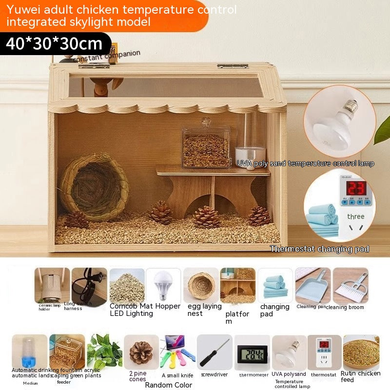 Winter Pet Feeding Incubator wooden bird cage 40x30x30cm with seed hopper and UV lamp on Tampa Home & Garden Store