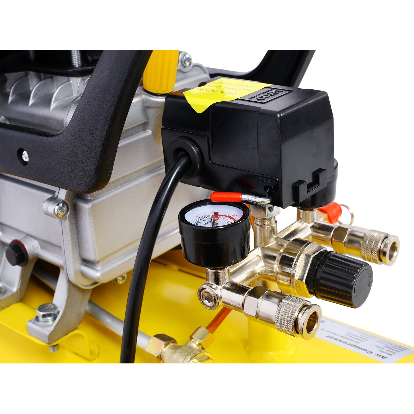4.5HP portable 13-gallon oil-lubricated air compressor tank HouseOfZazla with yellow base on Tampa Home & Garden Store
