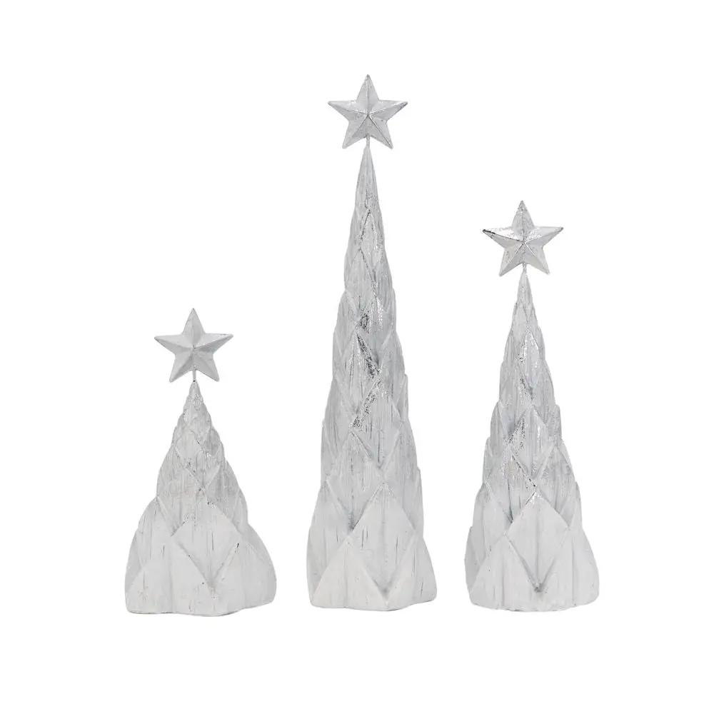 Resin Foil Christmas Trees Star Top Set of 3