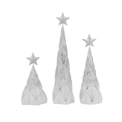 Resin Foil Christmas Trees Star Top Set of 3