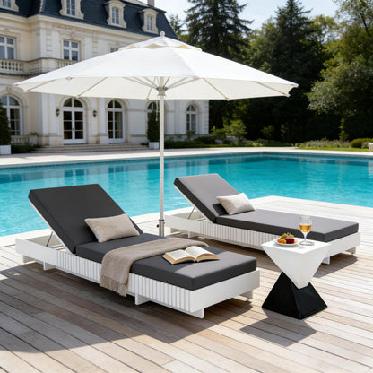 White Acacia Outdoor Lounge with Grey Cushion