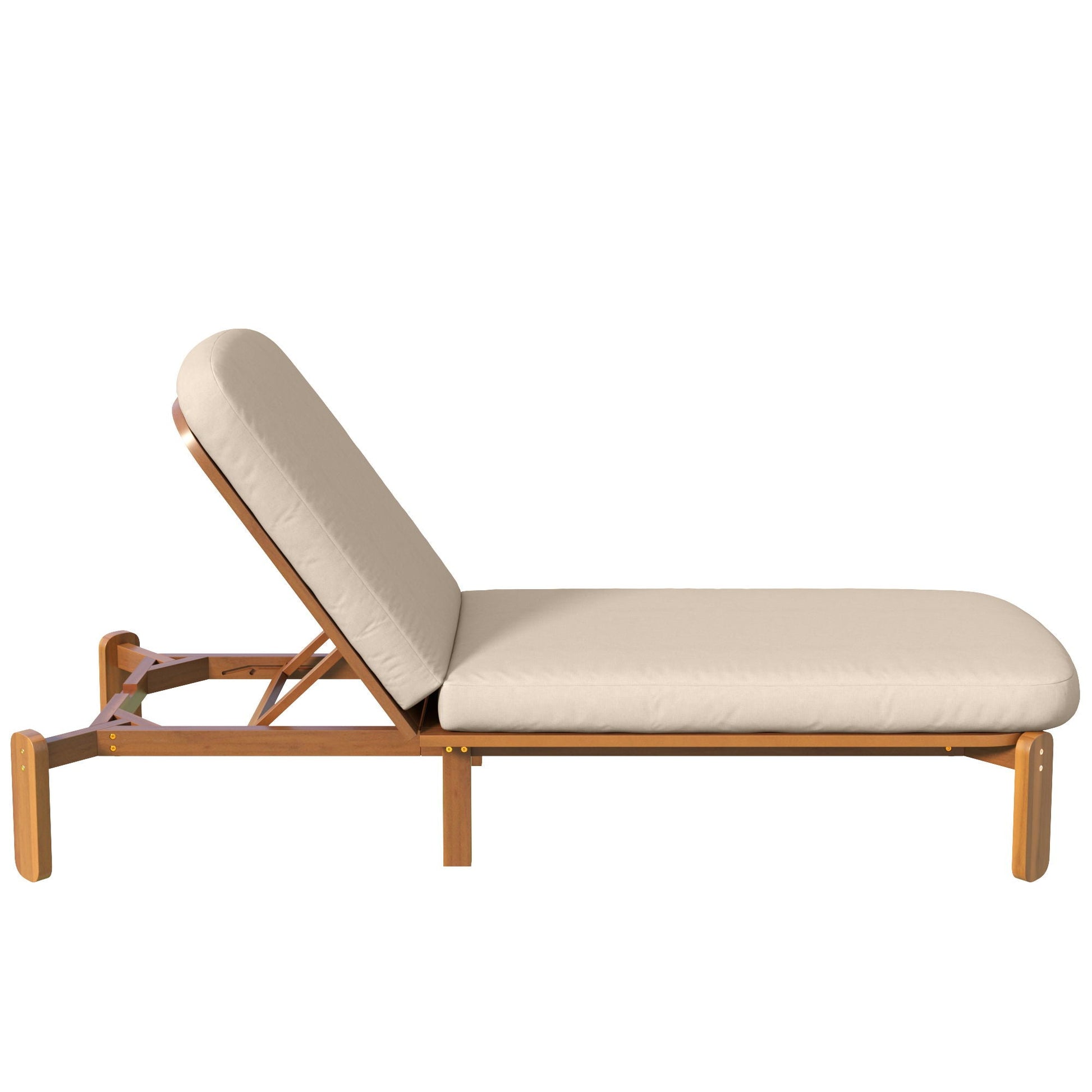 HouseOfZazla outdoor chaise lounge with adjustable backrest and beige cushions, frame on Tampa Home & Garden Store