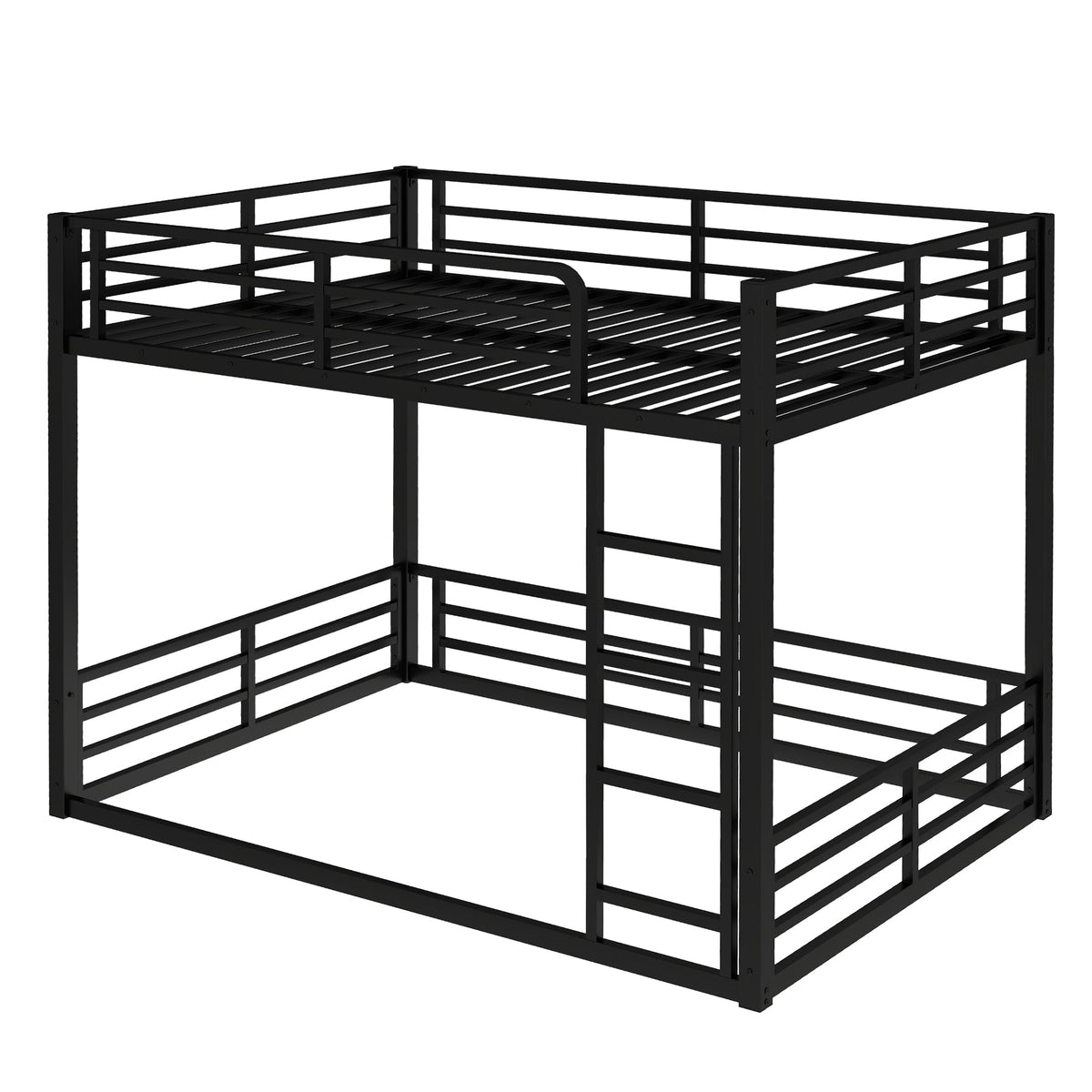Metal Full XL Over Full XL bunk bed frame in black with guard rails HouseOfZazla on Tampa Home & Garden Store