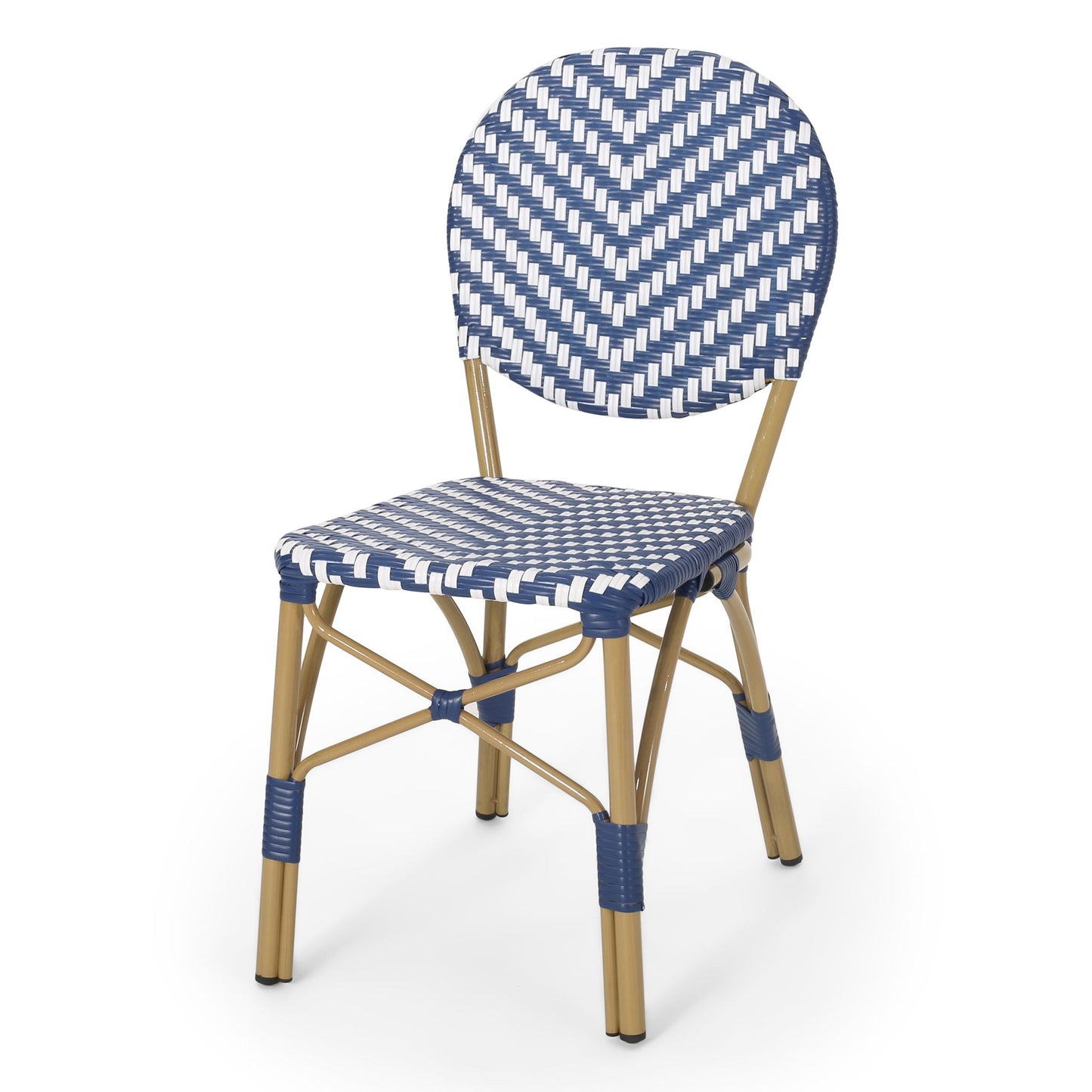 Navy Blue French Armless and Aluminum Chairs