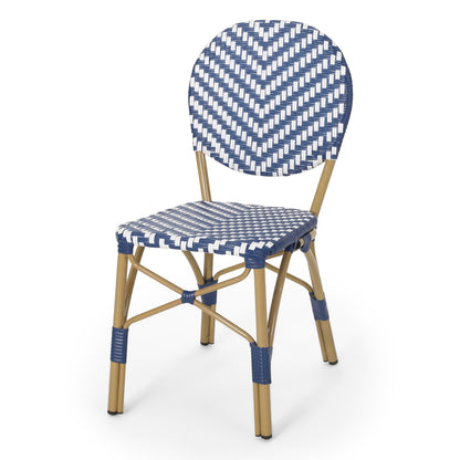 Navy Blue French Armless and Aluminum Chairs