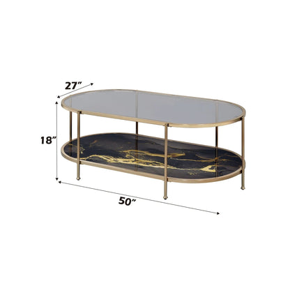 Fiorella Marble Glass Table with Metal Frame
