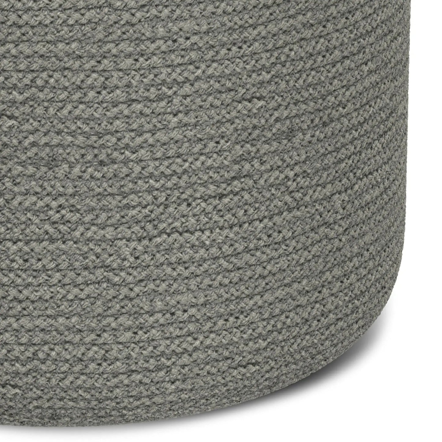 Serena handcrafted round braided pouf gray woven texture on Tampa Home & Garden Store
