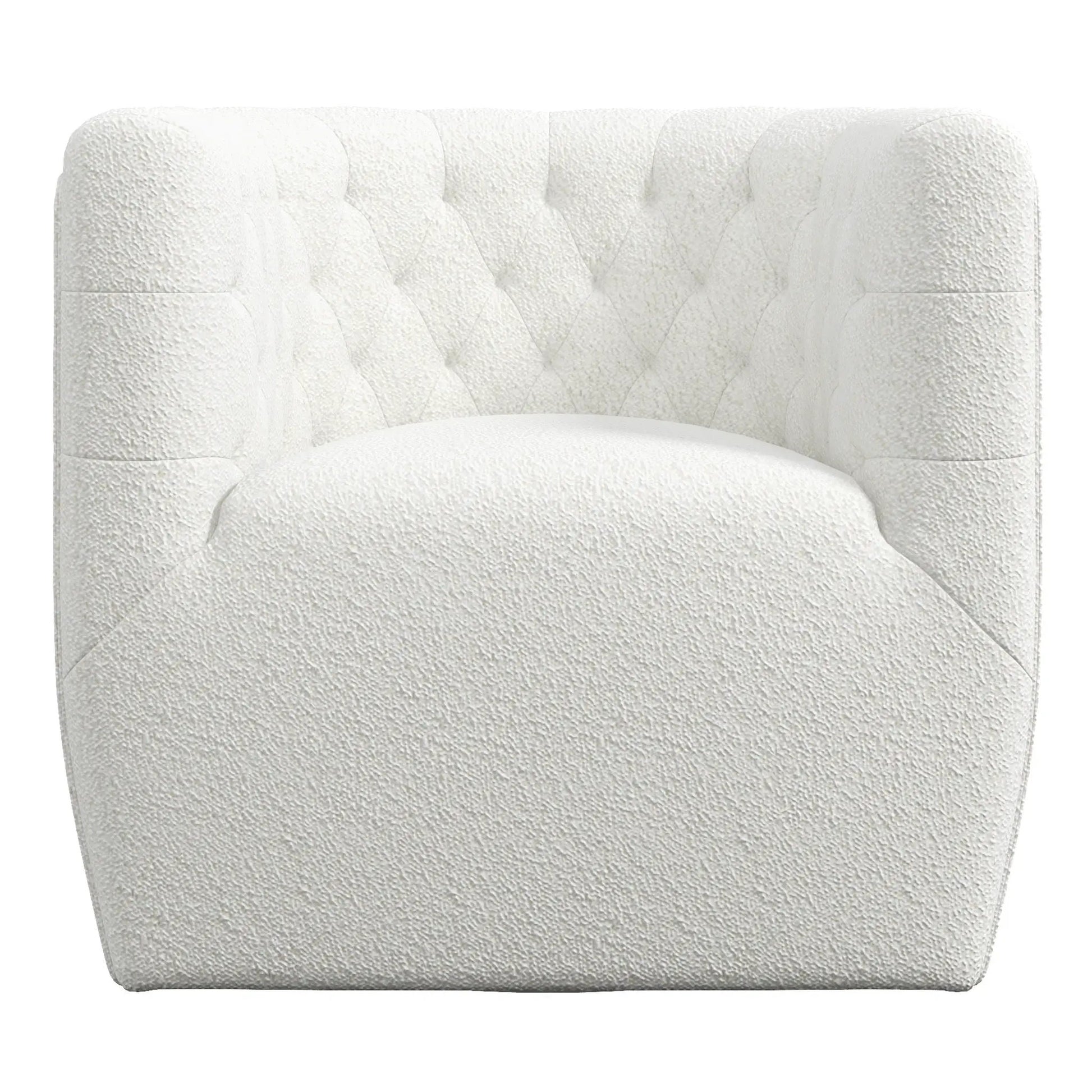 Delaney ergonomic swivel chair in white boucle with tufted back by Unique Piece Furniture on Tampa Home & Garden Store