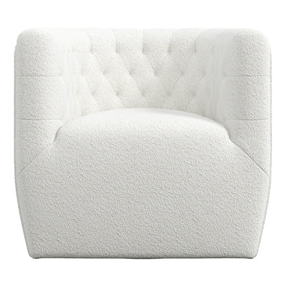 Delaney ergonomic swivel chair in white boucle with tufted back by Unique Piece Furniture on Tampa Home & Garden Store