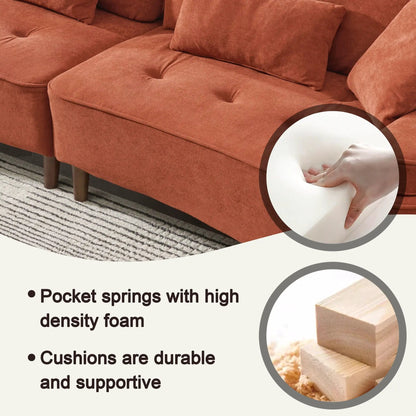 Comfortable Deep Seated Sofa With Pillows by Unique Piece Furniture in orange upholstery on Tampa Home & Garden Store