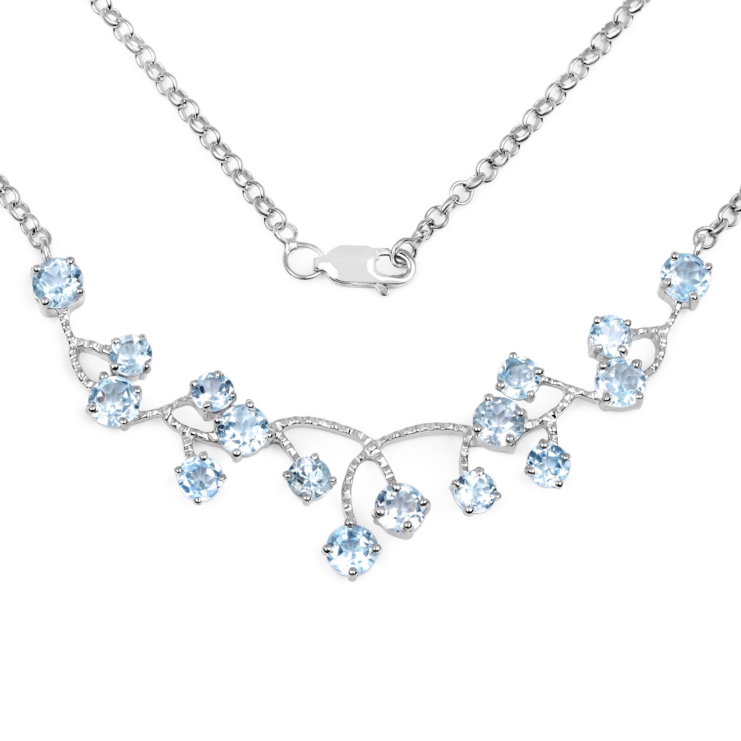 Sterling silver necklace with 7.36ct blue topaz and vine floral setting by Bids.com on Tampa Home & Garden Store