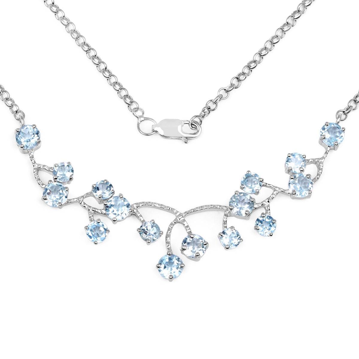7.36ct blue topaz necklace in .925 sterling silver with floral pendant, by Bids.com on Tampa Home & Garden Store