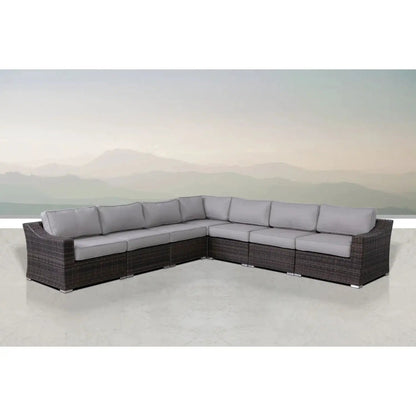 Contemporary rattan wicker sectional with gray cushions dark brown frame Unique Piece Furniture on Tampa Home & Garden Store