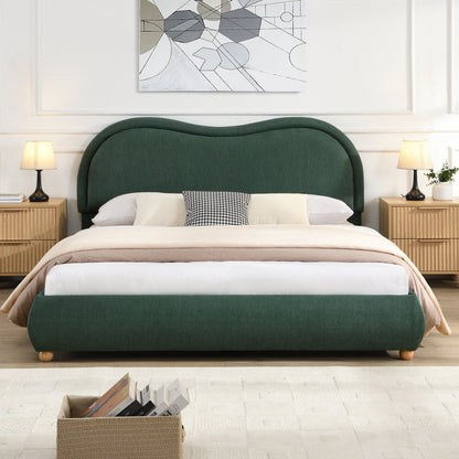 Queen Platform Bed and Soft Curved Headboard