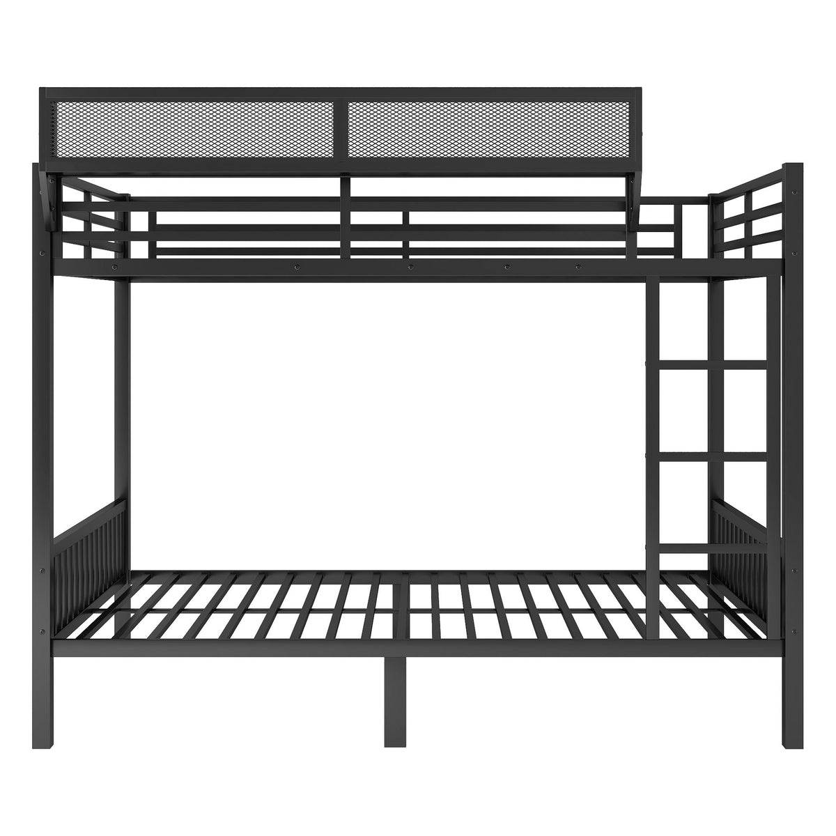 Queen Over Queen Bunk Bed with Ladder and Storage Shelf Black by HouseOfZazla on Tampa Home & Garden Store