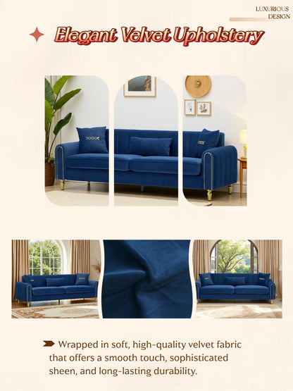 Elegant Three Seater Sofa and Throw Pillows