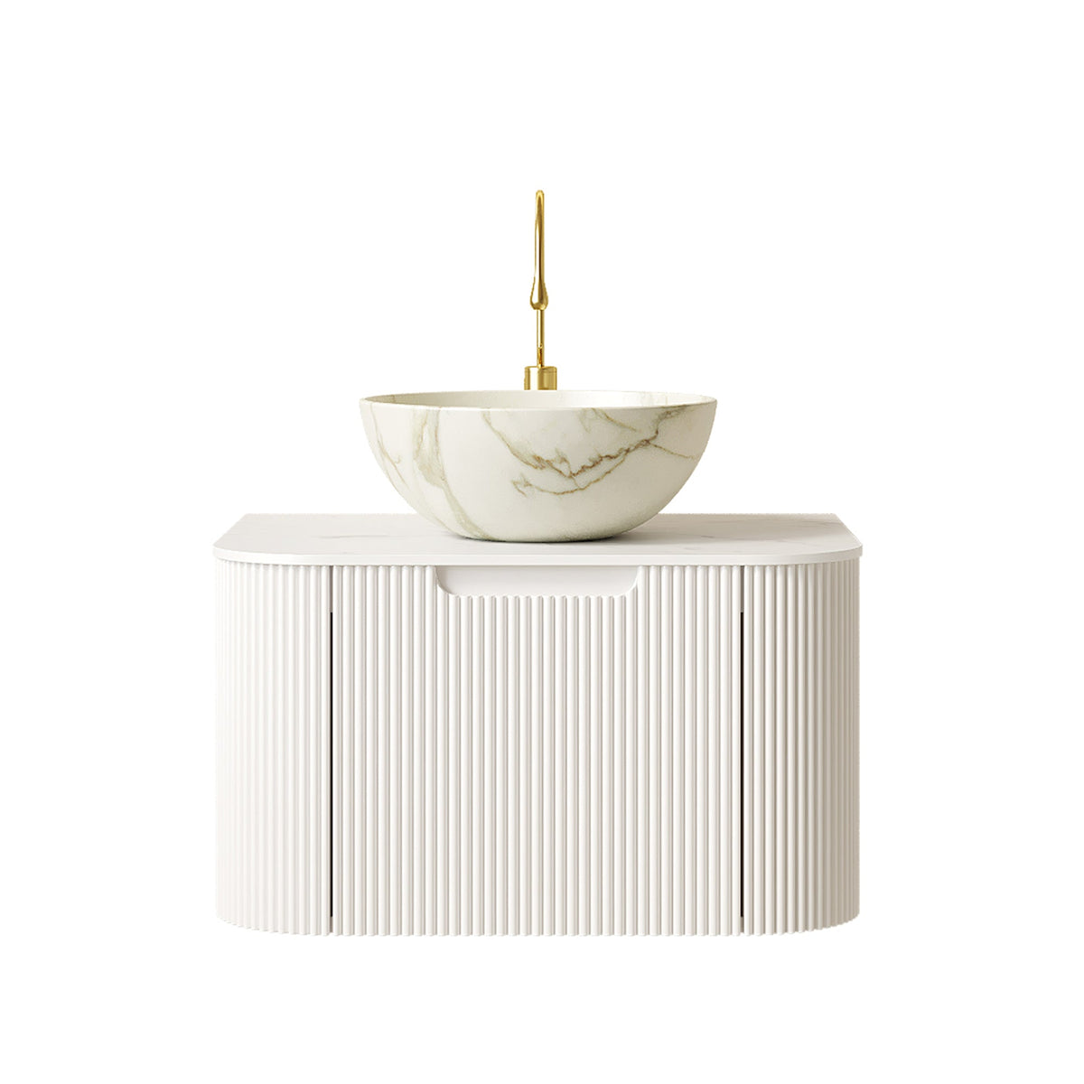 Dina 24 Inch Floating Bathroom Vanity And Sink with Marble Bowl and Gold Faucet by HouseOfZazla on Tampa Home & Garden Store