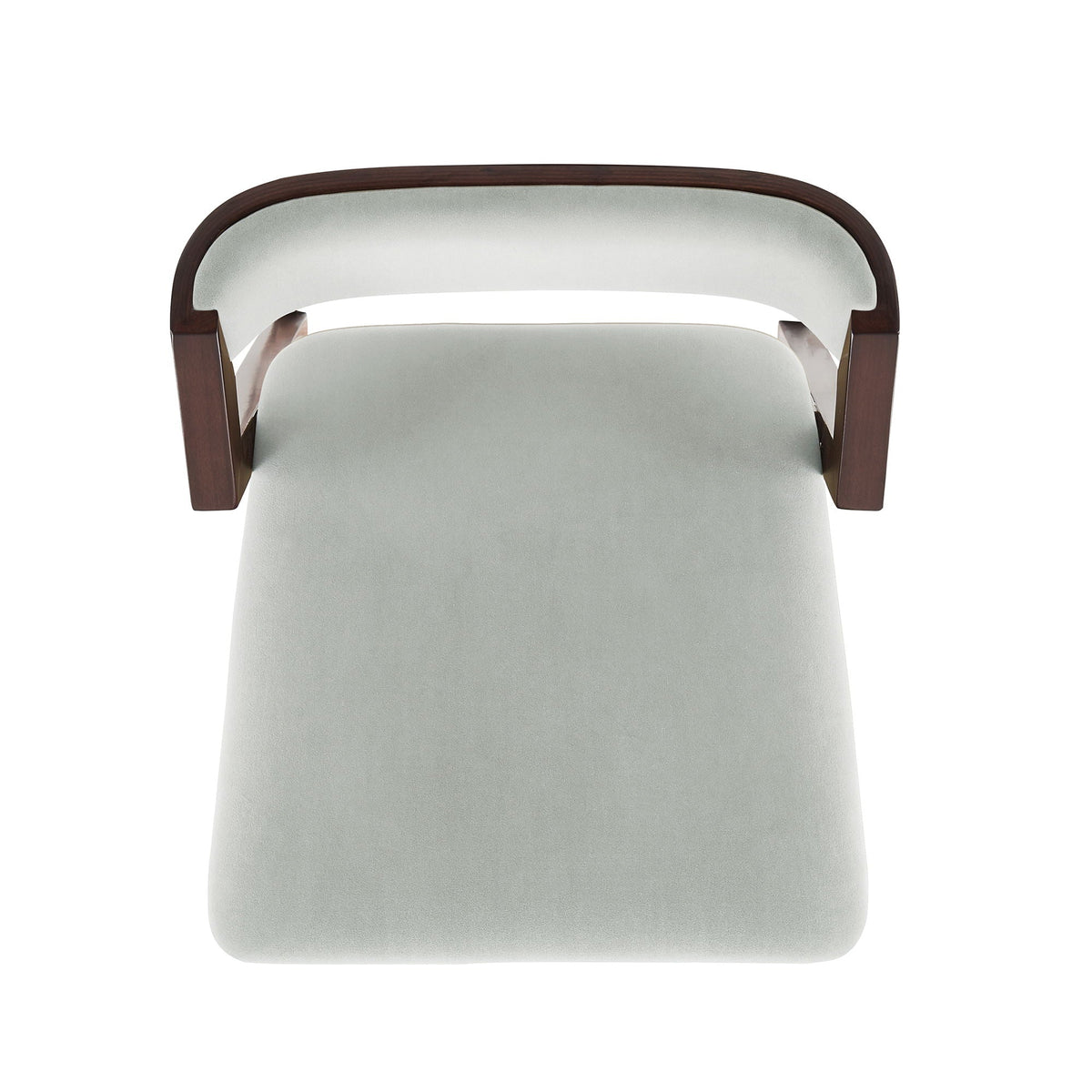 Bar height barstool with backrest, pearl silver upholstery, dark wood frame on Tampa Home & Garden Store