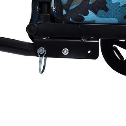 Outdoor Collapsible Pet Bike Trailer with blue camo fabric and 16-inch wheels HouseOfZazla on Tampa Home & Garden Store