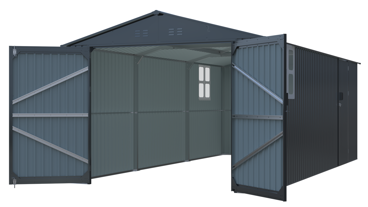 Heavy Duty Outdoor Steel Shed and Double Doors